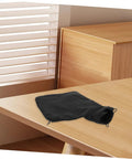 Heavy Duty Sawdust Collection Bag For Miter Saws And Bench Planers Featuring No Sweat Setup on a wooden table.
