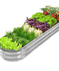 67 Inch Galvanized Raised Garden Bed For Vegetables And Flowers Outdoor Planter Box filled with various plants