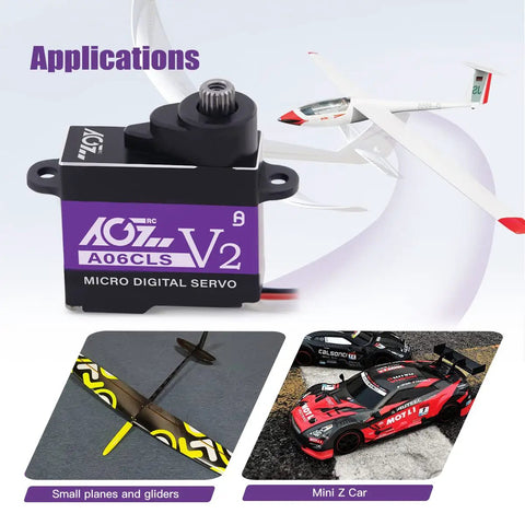 Mini Z RC Car Micro Steering Servo 6g High Speed Full Metal Gear Coreless Digital Servo A06CLS V2 Purple with applications