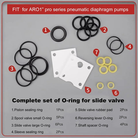 Air Pump Diaphragm Rebuild Kit Replacement For Pro Series 1 Inch Pumps includes O-rings and seals for repairing pneumatic pumps