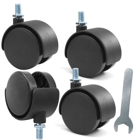 4 Piece 2 Inch Nylon Caster Wheels With M8 Threaded Swivel Stem and plastic furniture caster replacement