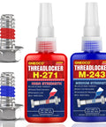 Blue And Red Thread Lock For Nuts Bolts And Fasteners Medium High Strength Lock Tight With Anaerobic Curing To Prevent Loosening And Corrosion On Metals Easy To Use With 20 Minute Initial Cure 100ml