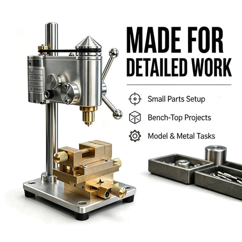 Mini Benchtop Drill Press With Variable Speed For Precision Watch Repair And Jewelry Making 0.01mm Accuracy soft metal drilling workstation.