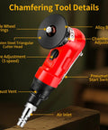 2-in-1 pneumatic chamfering tool, red, Amazon brand, for metal, acrylic and wood