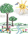 Kids Arts And Crafts Triple Play Pack Non Toxic Waxed Yarn Fidget Toy landscape with trees and sun