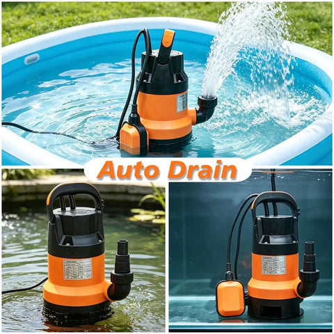 Kick Back While This Heavy Duty Submersible Sump Pump Handles Basement Water With An Automatic Float Switch And Dependable 0.5 Hp Motor For Steady Flow Rates in a pool.