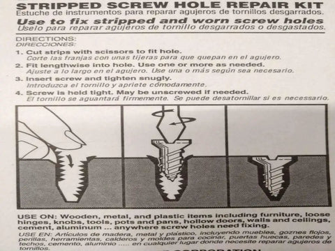 Instructions for Mr Grip Screw Hole Repair Kit for Quick Fixes in Wood, Walls and Furniture