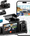 360 Degree Four Channel Dash Cam With FHD Front, Rear, And Inside Coverage, Dope 8 IR Night Vision, GPS, WiFi 6, free 128GB card