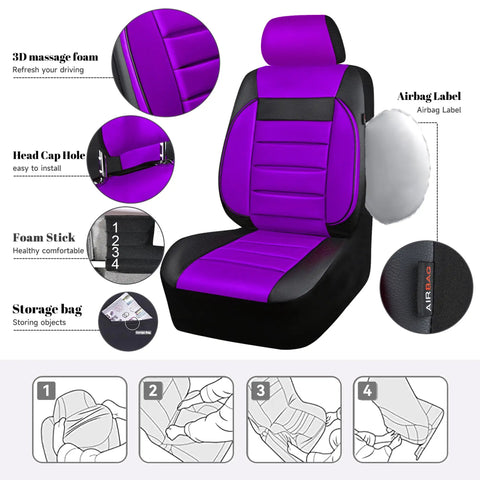 Leather Seat Covers Full Set For SUV Sedan And Van Water Resistant With 3D Foam Back Support All Season Comfort Dope Look Airbag Compatible