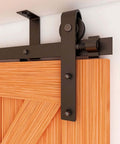 Ceiling Mount Sliding Barn Door Hardware Kit For Low Ceiling Spaces With L Shape Bracket System on wood door