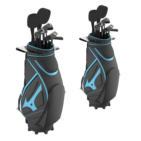 Wall Mounted Golf Bag Rack For Any Bag Or Travel Case Easy Install Storage Organizer For Garage Or Shed Keeps Clubs Upright And Off The Floor Durable Wall Mount System holding two golf bags