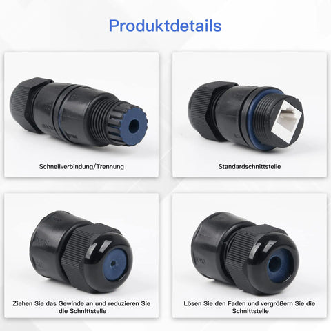 Underwater RJ45 Coupler IP68 Ethernet Connector For Outdoor LED Equipment, close-up views showing design details.