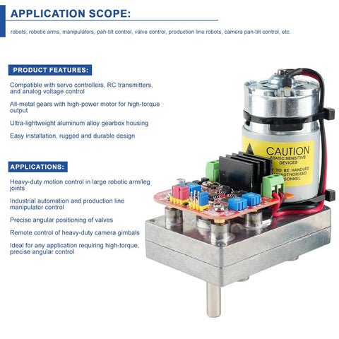 High-Torque Servo Motor Delivering 400 kg.cm For Industrial Robots And Automated Machinery, DC 12-24V Power, in close-up view