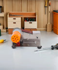 MAGICLULU High Torque Electric Mini Belt Sander With Efficient Heat Dissipation Compact Grinding Machine for precise crafting on a workbench.