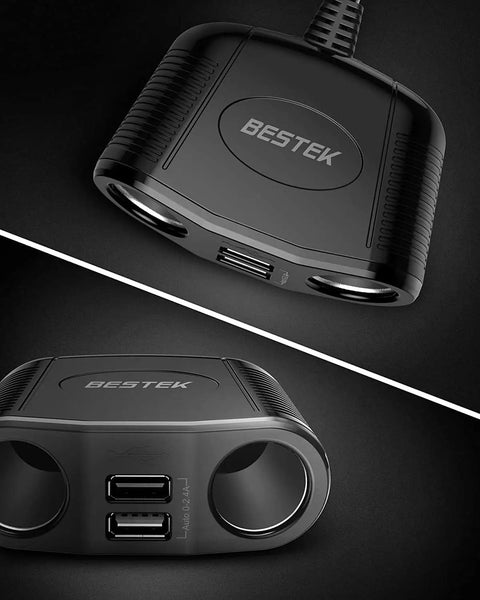 Heavy Duty Car Cigarette Lighter Splitter With Dual Usb Fast Charge Ports And 150W Power Outlet for multiple gadgets.