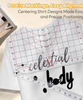 Extra Large 14x8 T Shirt Ruler For Vinyl Alignment, Transparent PVC Centering Guide For Heat Press And HTV Vinyl on shirt