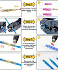 Instruction diagram for 620 Piece Marine Grade Heat Shrink Wire Connector Kit For Marine Electrical Projects with tool usage steps.