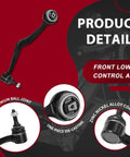 Premium Front Lower Control Arm Kit 2 Pieces For 2008 2009 Pontiac G8 Sedan Pair RK621253 RK621254 black steel with bushings