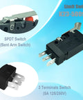 K23-50099 Q029 Limit Switch Replacement for Elite SL3000 and CSW200, 3 terminal switch, SPDT bent arm, close-up view