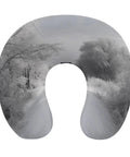 U Shaped Travel Neck Pillow For Airplanes Trains And Cars, snowy forest design