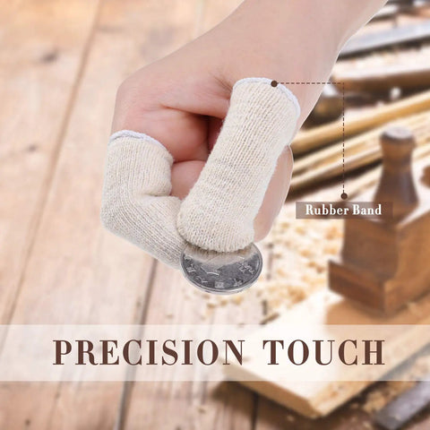 Person using Moisture Wicking Cotton Finger Cots And Toe Sleeves Set For Glove Comfort holding a coin