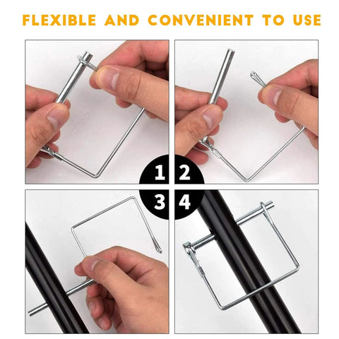 Installation and use of 10 Piece Large Trailer Coupler Pin Set Heavy Duty Hitch Pin Locking Pin 5 Sixteenth Inch By Two And Three Quarter Inch 8x70mm Zinc Plated Carbon Steel Outdoor Use Rust Resistant And Secure Trailer Hitch in sequence of images showing flexible application.