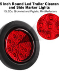 Close-up of 2.5 Inch Round Red LED Marker Lights With 13 LEDs And Multi Faceted Reflectors for Trailer or Truck Use