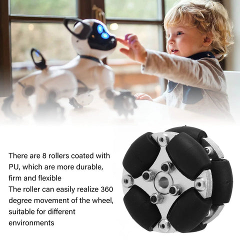 ZAWELIYO 38mm double aluminum omnidirectional wheel with metal hubs and eight PU-coated rollers