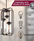 Augustine Inspired 21-Inch Modern 3-Light Ceiling Pendant Chandelier With Free-Swinging Arms And Clear Cylinder Glass Shades
