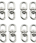 Eight Pack M5 Stainless Steel Swivel Shackle With Double Eye Bolt Swiveling Connector Rings For Hammock Hanging, Tree Swing, Marine Mooring