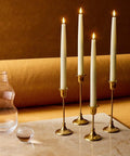 Flameless Taper Candles Set Of 4, 11 Inch Ivory Real Wax With 3D Wick Flame And Flickering LED, Remote Control And Timer on marble table