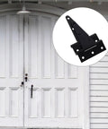 Beefy Heavy Duty Extended Door Hinge with Ball Bearing for Wooden Gates and Barn Doors Black Industrial Strap Hinges