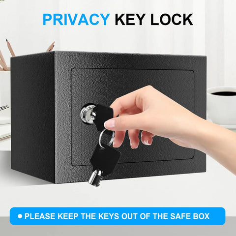 Compact 1.8 Cubic Fireproof Safe For Home Use With Digital Keypad And Waterproof Design shown with key inserted.