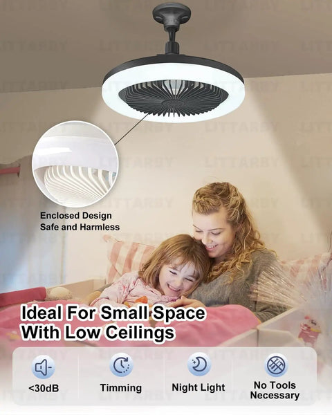 No Wiring Easy Install Ceiling Fan With Light Remote Control Dimmable LED 3 Color Temperatures From 3000K To 6500K
