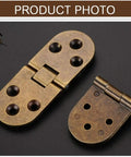 Two Pack Hidden Flap Folding Hinges For Cabinets And Doors, Thick Zinc Alloy Construction with 4 screw holes on black background