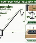 11 inch Badass Deck Railing Plant Hangers 2 Pack Workhorse solid core shepherd hooks with adjustable clamp for flower pots.