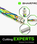 SHARPRO compression flush-trim router bit with 1/4 in shank and bottom bearing; extra-long coated carbide