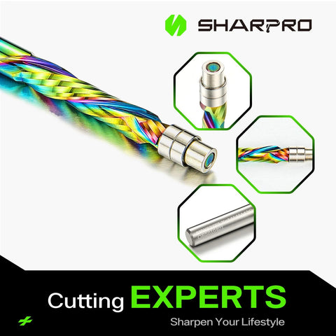SHARPRO compression flush-trim router bit with 1/4 in shank and bottom bearing; extra-long coated carbide