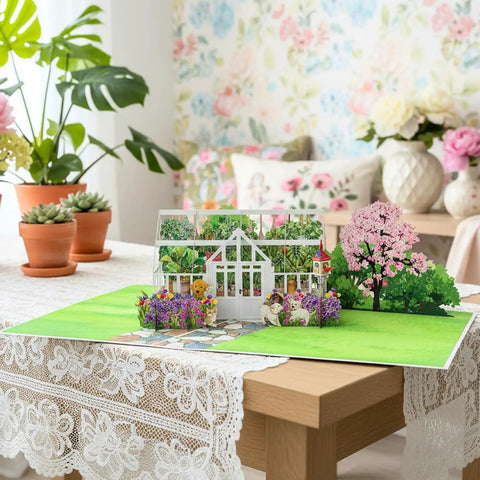 Sweet Pop Up Mothers Day Card 3D Greenhouse Design For Mom Wife Daughter Sister Grandma With Envelope And Message Note 6x8 Inches Gift For Women Birthday Card
