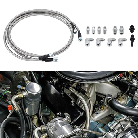Beefed Up 70 Inch 6AN Stainless Braided Transmission Cooler Hose Lines For 700R4 4L60 4L60E 4L65E 4L80E Fits Ford C6 AOD And GM Chevy Transmissions 1996 To 2021 Heavy Duty High Flow Upgrade For Cooler Performance And Durability, stainless braided hoses with fittings