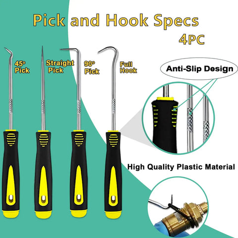 Pro Grade O Rings Kit With 1540 Pieces And 32 Sizes Of Nitrile Rubber O Rings Plus 4 Hook And Pick Set 4pc pick and hook tools