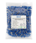 Bag of 1000 Pcs Insulated Copper Wire Ferrules And Crimp Connectors For 18 AWG 1.0mm2 Cables, Blue Pro Grade Crimp Pins, Tin Plated.