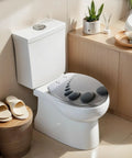 Toilet Seat Slow Close Elongated for Bathroom on a modern toilet with pebbled design, in a stylish bathroom setting.