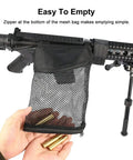 Brass Shell Catcher For Rifle With Nylon Mesh Quick Unload Zippered Bottom Heat Resistant Mesh 45 Degree Right Side Wire Frame