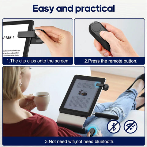 Universal Page Turner Remote For Kindle Kobo And Most Touchscreen E Readers Handy Clicker in use with a tablet