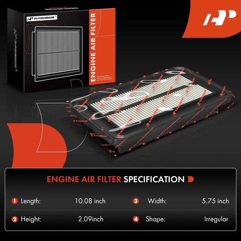 Engine Air Filter For Hyundai Accent 2012-2017 Veloster 2012-2017 Kia Rio 2012-2017 Soul 2012-2019 box and filter specifications