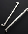 10 Pack Twelve And Three Fifths Inch Square Kitchen Cabinet Handles Satin Nickel Brushed Nickel Pulls For Cupboards And Drawers Easy Center To Center Installation Durable Modern Kitchen Cabinet Hardware angled view