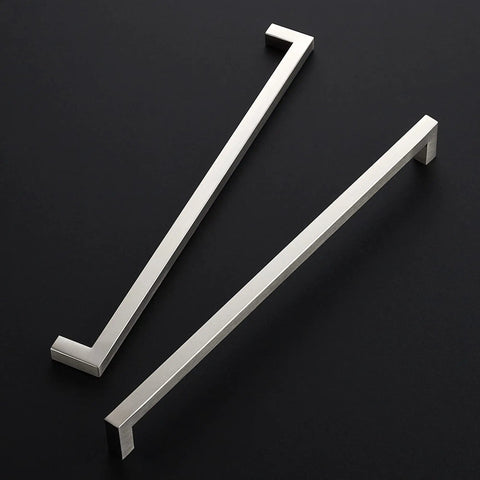 10 Pack Twelve And Three Fifths Inch Square Kitchen Cabinet Handles Satin Nickel Brushed Nickel Pulls For Cupboards And Drawers Easy Center To Center Installation Durable Modern Kitchen Cabinet Hardware angled view