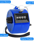 Slick 2 Pack Handheld Tally Clicker Counter 4 Digit Score Tracker blue device with count button and reset knob for easy tracking.