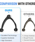 Comparison image of Beefed Up Front Upper Control Arms With Ball Joints And Tie Rods Front Suspension Kit For 2007 2014 GM Full Size Trucks And SUVs Tahoe Suburban Yukon Escalade Silverado Sierra Avalanche 10pc Set